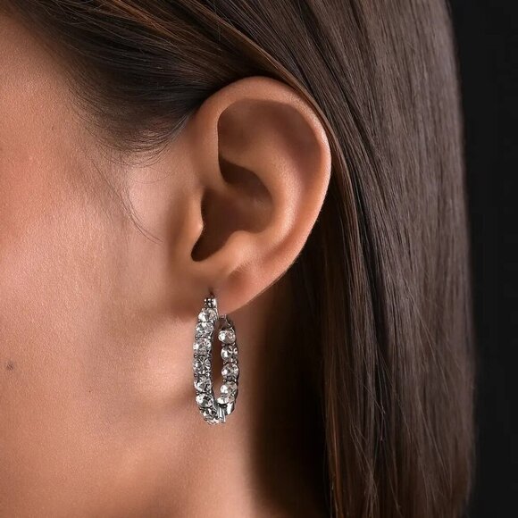 New, Montana Crystal Hoop Earrings in Stainless Steel - Picture 4 of 6